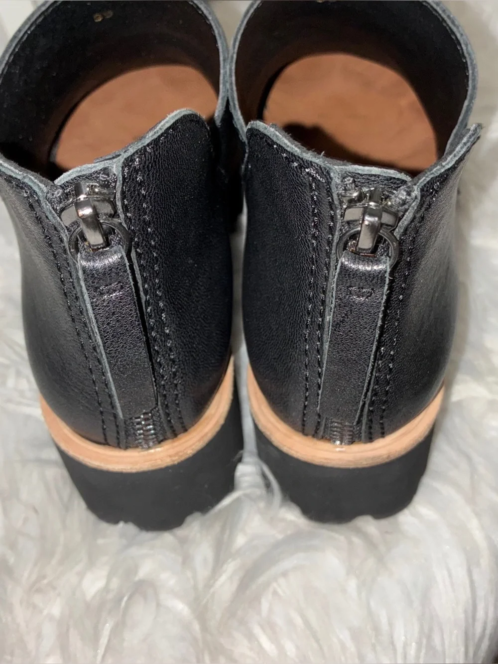 All Black‎ Womens Fur Shootie Tread Black Platform Boots Sz 39